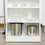 HOMCOM Bar Table Coffee Table Kitchen Dining Table with 4-Tier Shelf Grey - Home Symphony