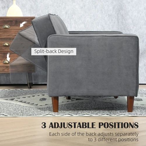 HOMCOM Convertible Sofa Bed with Adjustable Backrest and Velvet Upholstery for Small Living Spaces by HOMCOM