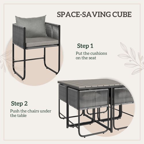 Outsunny Rattan Dining Set, Rattan Cube Dining Sets w/ Space-saving Design - Home Symphony