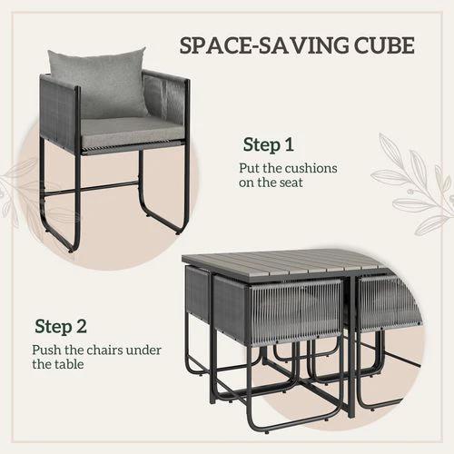 Outsunny Rattan Dining Set, Rattan Cube Dining Sets w/ Space-saving Design by Outsunny