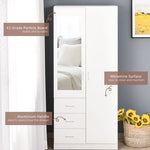 2-Door Wardrobe w/ Adjustable Shelf 3 Drawers for Bedroom, 180cm, White - Home Symphony