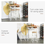 HOMCOM 3Pc Bar Height Dining Furniture SetWhite and Oak 3-Piece Kitchen - Dining Set