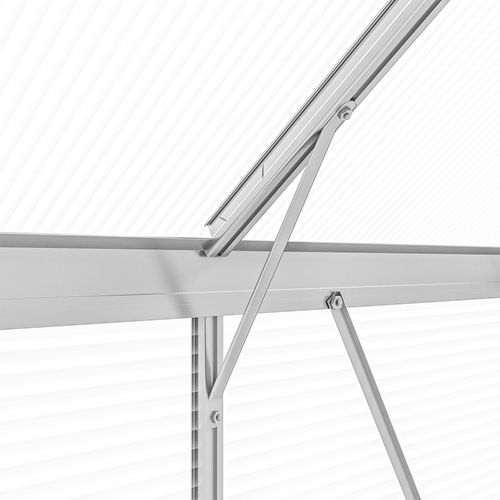 Outsunny 6 x 6ft Walk-In Polycarbonate Greenhouse with Foundation Window Silver - Home Symphony