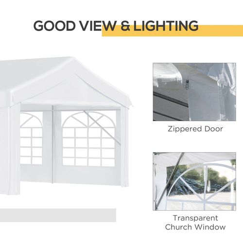 8m Gazebo Garden Marquee Canopy Party Carport Shelter White Outsunny - Home Symphony
