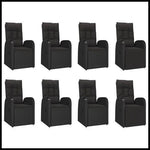 vidaXL 9 Piece Garden Dining Set Black Poly Rattan&Solid Wood Acacia - Garden Set