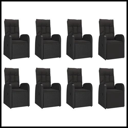 vidaXL 9 Piece Garden Dining Set Black Poly Rattan&Solid Wood Acacia - Garden Set