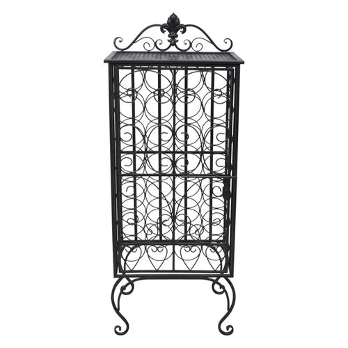 Wrought Iron Wine Rack for 28 Bottles Elegant Design with Side Lock Door for Wine Enthusiasts - Home Symphony