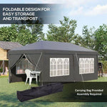 3 x 6m Pop Up Gazebo Height Adjustable Party Tent w/ Storage Bag Black by Outsunny