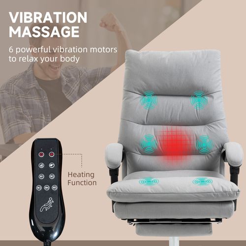 Vinsetto Microfibre Vibration Massage Office Chair with Heat, Footrest, Grey offers relaxation with built-in heating and massage features.