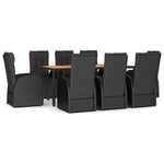 9 Piece Garden Dining Set Black Poly Rattan&Solid Wood Acacia by vidaXL