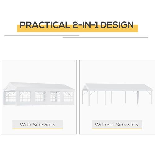 8m Gazebo Garden Marquee Canopy Party Carport Shelter White Outsunny - Home Symphony