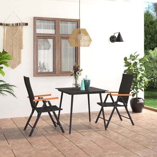 Stylish 3 Piece Garden Dining Set with Weather-Resistant Chairs and Easy-Clean Glass Top for Outdoor Entertaining - Home Symphony