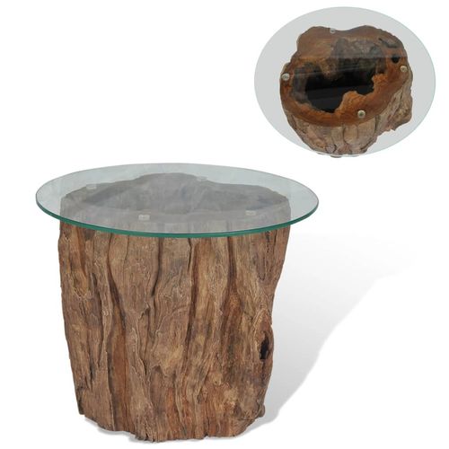 vidaXL Coffee Table Teak Glass 50x40 cm - Home Symphony