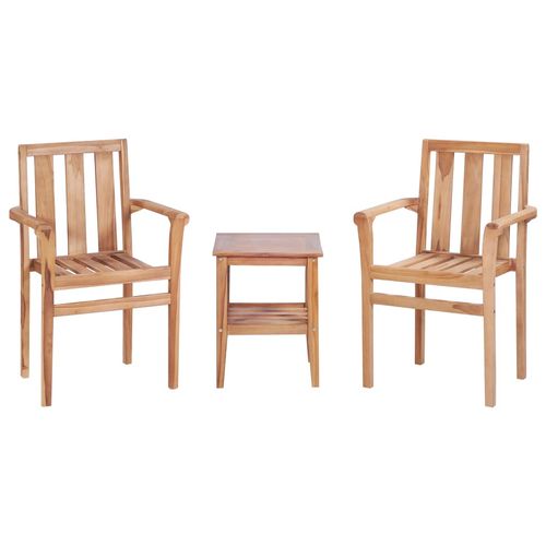 vidaXL 3 Piece Bistro Set Solid Teak - Home Symphony