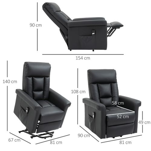 HOMCOM Power Lift Chair Electric Recliner with Side Pocket for Elderly and Physically Limited Users - Home Symphony