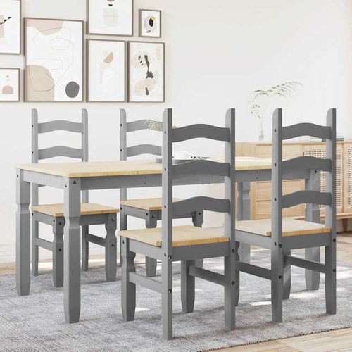 vidaXL 5 Piece Dining Set Panama Grey Solid Wood Pine - Home Symphony
