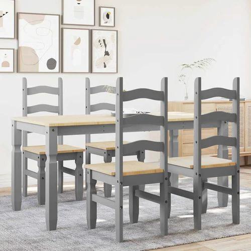 vidaXL 5 Piece Dining Set Panama Grey Solid Wood Pine by vidaXL