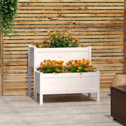 Planter White 84.5x84x75 cm Solid Wood Pine - Home Symphony