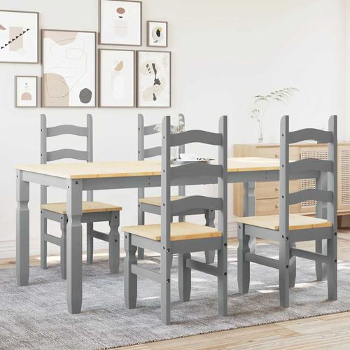 vidaXL 5 Piece Dining Set Panama Grey Solid Wood Pine - Home Symphony