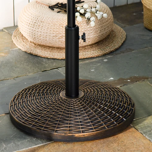 Outsunny Patio Weighted Umbrella Base 25kg Bronze Rattan Finish for Outdoor Parasol Stability by Outsunny