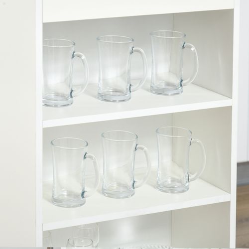 HOMCOM Bar Table Coffee Table Kitchen Dining Table with 4-Tier Shelf Grey - Home Symphony