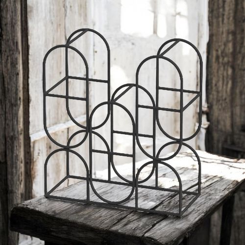 Elegant Cast Iron Wine Rack 14 Inch with Ornate Design for Sophisticated Wine Enthusiasts - Home Symphony
