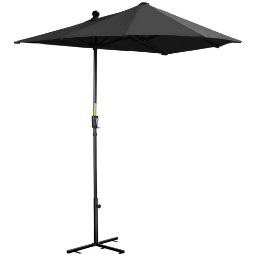 Outsunny 2 Meter Half Garden Parasol Umbrella with Crank Handle for Small Outdoor Spaces by Outsunny