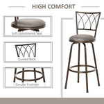 Set of 2 Bar Chairs Swivel Armless Upholstered Metal Frame Barstools - Home Symphony