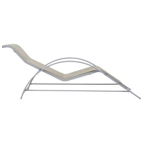 Sun Loungers 2 pcs with Table Aluminium Cream - Home Symphony