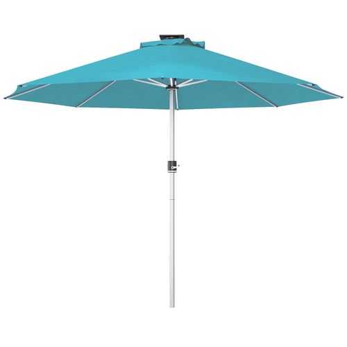 Outsunny Solar Patio Garden Parasol with Lights for Outdoor, Blue - Home Symphony