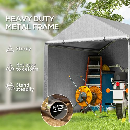 Outsunny 6.5 Feet x 6.5 Feet x 6.5 Feet Temporary Garden Shed Storage Tent with Waterproof Canopy for Outdoor Tool and Bicycle Storage - Home Symphony