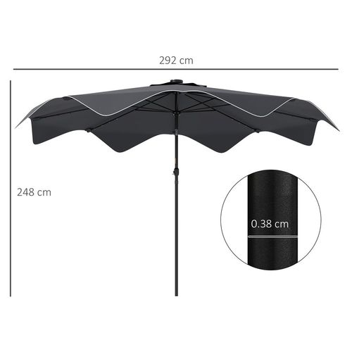 Outsunny Garden Parasol Umbrella with LED Lights and Tilt, Table Umbrella - Home Symphony