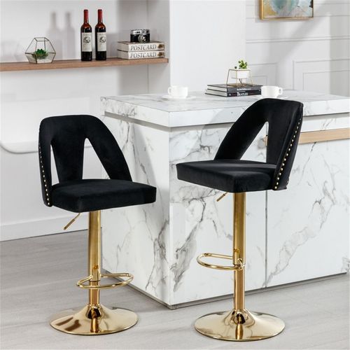 Elegant Velvet Bar Stool with Adjustable Height and 360 Degree Rotation for Stylish Home or Office Use - Home Symphony