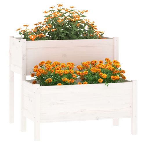 Planter White 84.5x84x75 cm Solid Wood Pine - Home Symphony