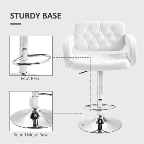 Adjustable Faux Leather Bar Stool with 63.5 to 83.5cm Height and 360° Swivel for Stylish Home or Office Use - Home Symphony