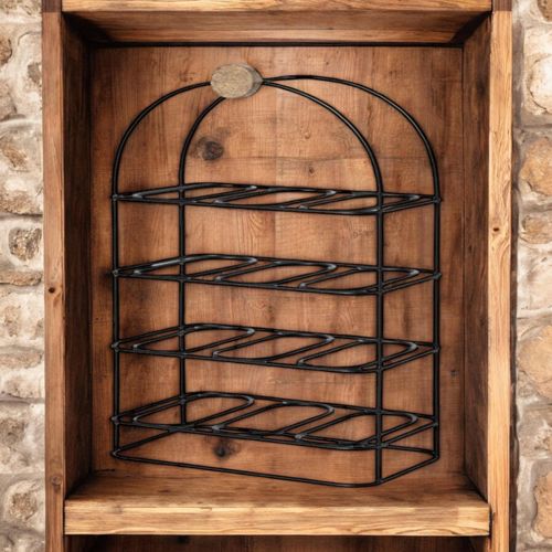 Ornate Cast Iron Wine Rack 25 Inches for 12 Bottles with Elegant Side Detail for Wine Enthusiasts - Home Symphony