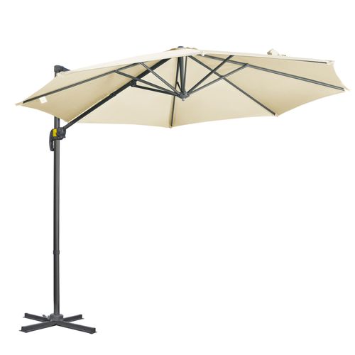 3 x 3(m) Cantilever Parasol Garden Umbrella with Cross Base White - Home Symphony