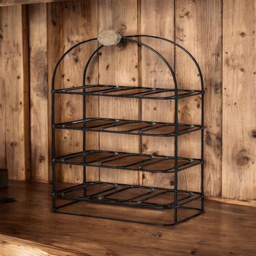 Ornate Cast Iron Wine Rack 25 Inches for 12 Bottles with Elegant Side Detail for Wine Enthusiasts - Home Symphony