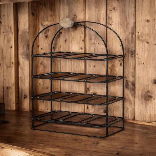 Ornate Cast Iron Wine Rack 25 Inches for 12 Bottles with Elegant Side Detail for Wine Enthusiasts by MSL