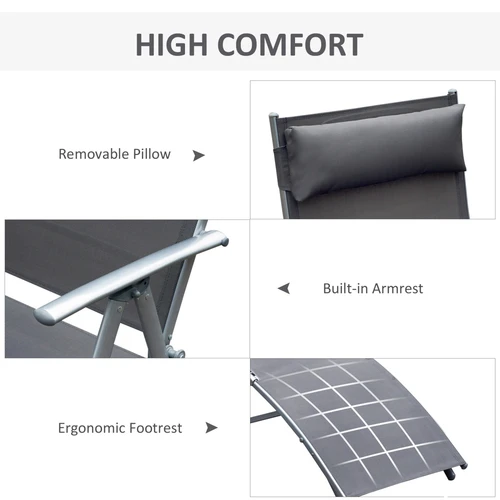 Outsunny Heavy-Duty Sun Lounger Recliner with 7 Adjustable Levels and Foldable Design for Outdoor Relaxation Enthusiasts - Sun Lounger