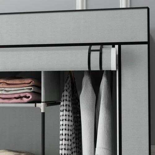 HOMCOM HOMCOM Fabric Wardrobe 166x42.5x169.5 cm with 12 Shelves and 2 Hanging Rails Foldable Closet for Bedroom Storage and Organization - Wardrobe