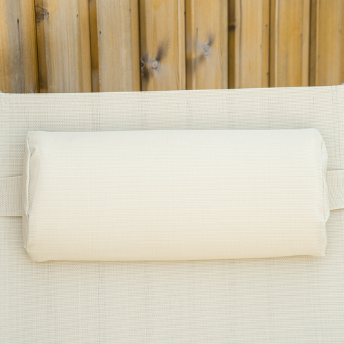 Beige Folding Chaise Lounge Chair with Seven Adjustable Backrest for Outdoor Relaxation - Home Symphony