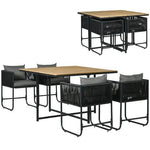 5-PC Rattan Dining Set, 4-seater Rattan Cube Dining Sets w/ Space-saving Design by Outsunny