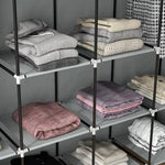 HOMCOM HOMCOM Fabric Wardrobe 166x42.5x169.5 cm with 12 Shelves and 2 Hanging Rails Foldable Closet for Bedroom Storage and Organization - Wardrobe
