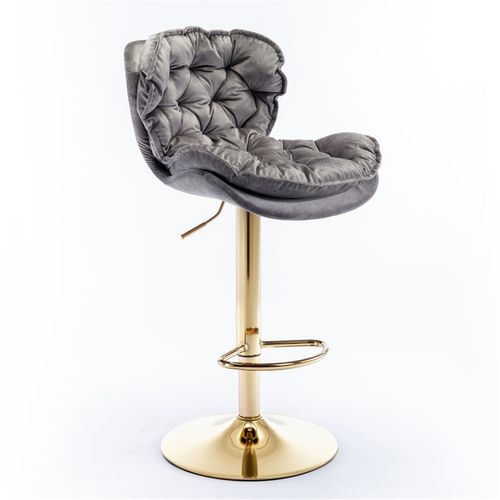 Luxurious Velvet Bar Stool with Adjustable Height and 360° Rotatable Seat for Stylish Home Entertaining - Home Symphony