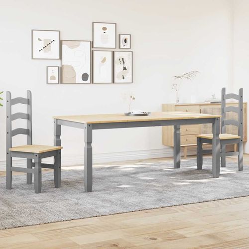 vidaXL 3 Piece Dining Set Panama Grey Solid Wood Pine - Home Symphony