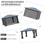 Unbranded 4x3.6m Aluminium Hardtop Gazebo Canopy w/ Polycarbonate Top, Curtains Outsunny - Gazebos