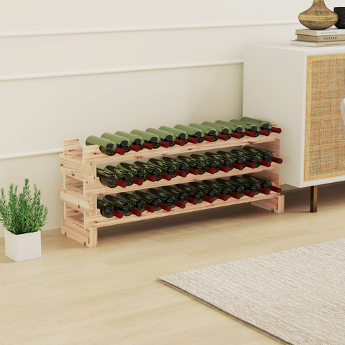 Stylishly display your collection with the HOMCOM 36 Bottle Wine Rack with Wave Shelves, perfect for wine enthusiasts.