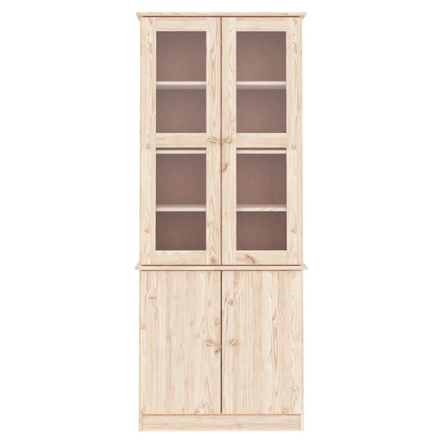 vidaXL Glass Display Cabinet ALTA 77x35x186.5 cm Solid Wood Pine - Home Symphony