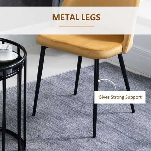 2 Pieces Modern Upholstered Fabric Bucket Seat Dining Chairs Living Room Yellow - Home Symphony